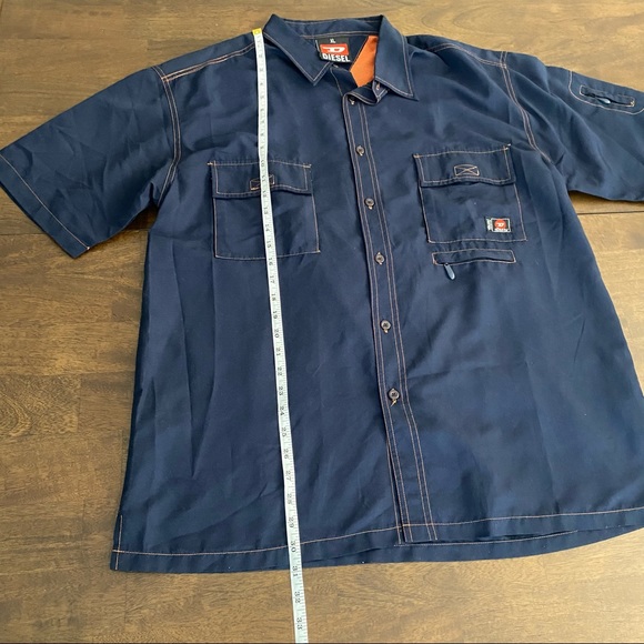 DIESEL Button Down Shirt Blue with Orange Accents - Picture 6 of 11